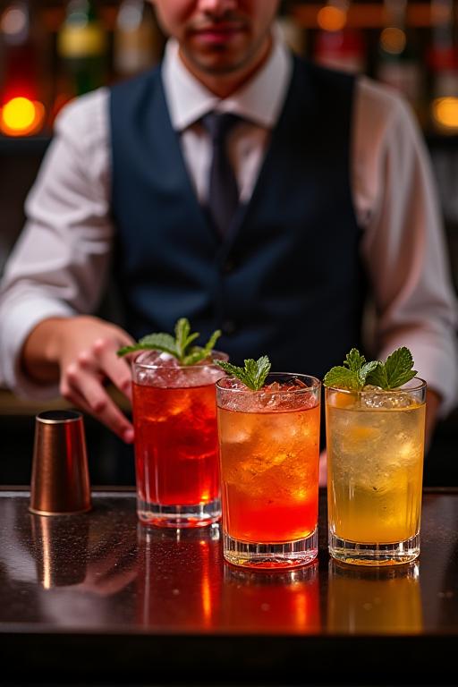 Professional bartender serving cocktails at an event