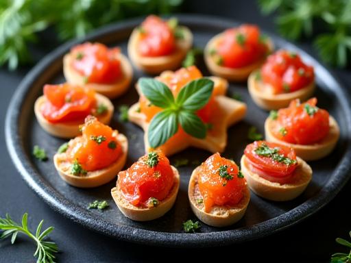 A platter of assorted gourmet canapés